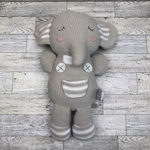 Theodore Elephant Plush Rattle 13" Stuffed Animal Knit Baby Toy Living Kids B37